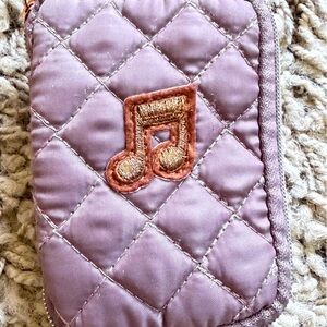 Quilted Pink Music Note Apple ear bud Pouch - Soft Protective Case